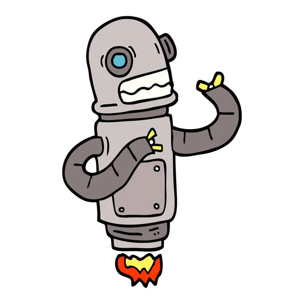 Hand Getrokken Doodle Stijl Cartoon Vliegende Robot — Stockvector