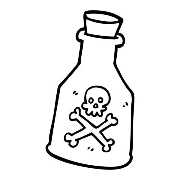 Línea Dibujo Dibujos Animados Botella Veneno — Vector de stock