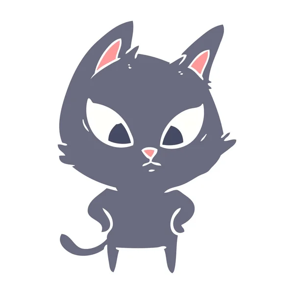 Couleur Plate Confuse Style Dessin Animé Chat — Image vectorielle