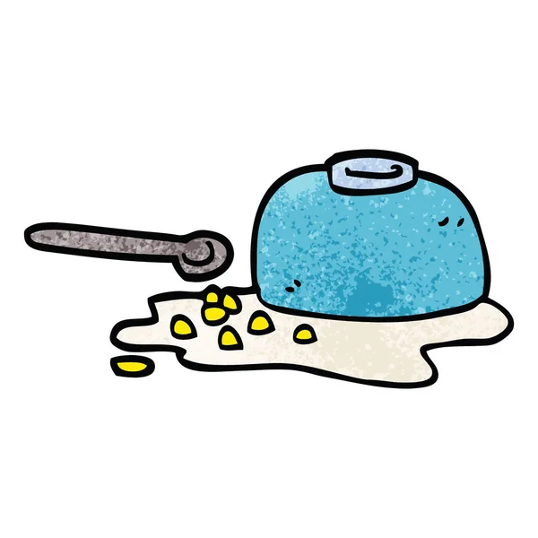 Cartoon Doodle Spilt Cereal Bowl — Stock Vector