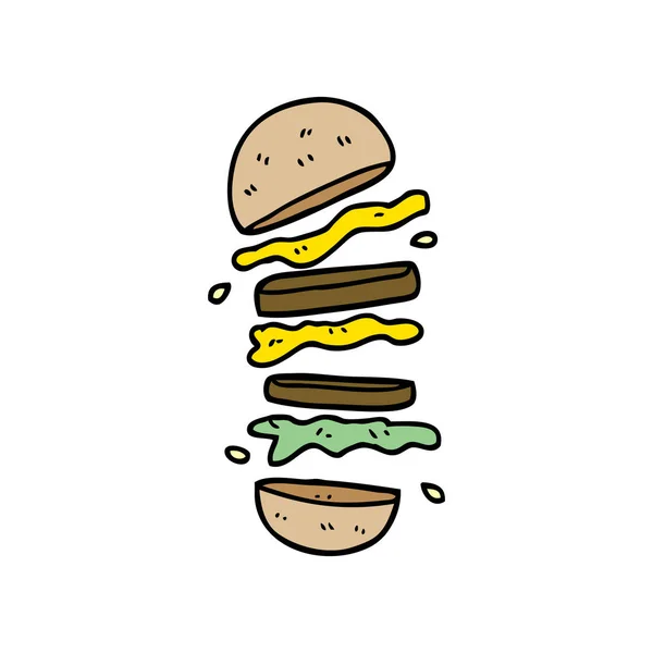 Grafisk Tecknad Doodle Burger — Stock vektor