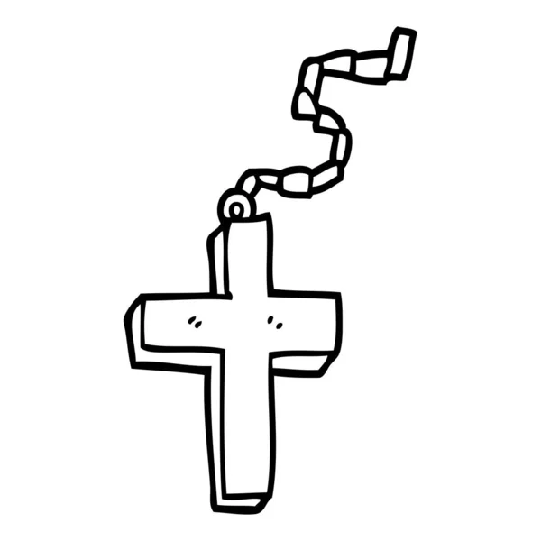 Dessin Ligne Dessin Animé Crucifix — Image vectorielle