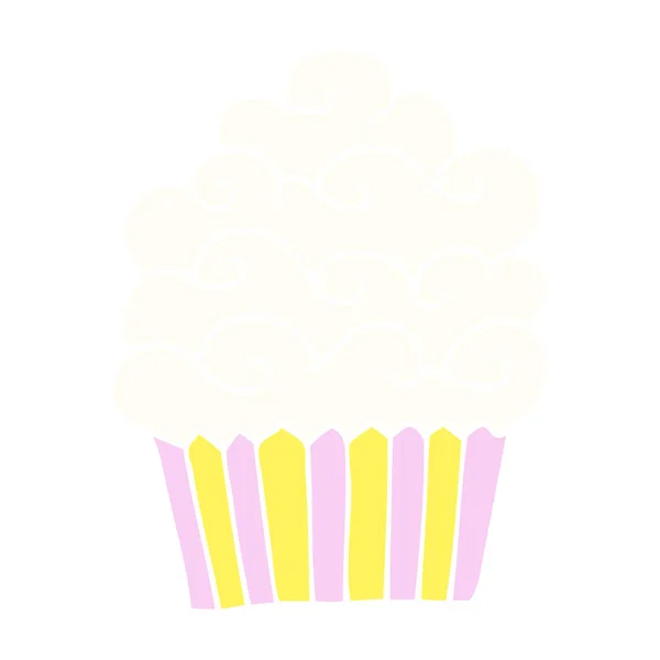 Cor Plana Ilustração Cartoon Baunilha Cupcake — Vetor de Stock