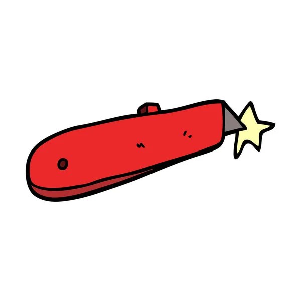 Cuchillo Trabajo Dibujos Animados Garabato — Vector de stock
