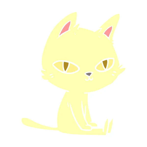 Επίπεδη Χρώμα Στυλ Καρτούν Γάτα Συνεδρίαση — Διανυσματικό Αρχείο