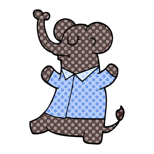 Zeichentrick Doodle Stehender Elefant — Stockvektor