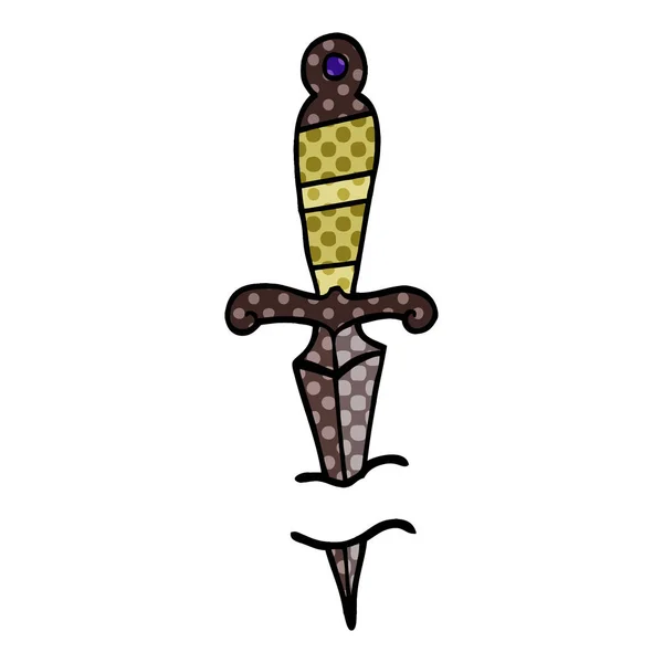 Символ Татуировки Мультяшным Кинжалом — стоковый вектор