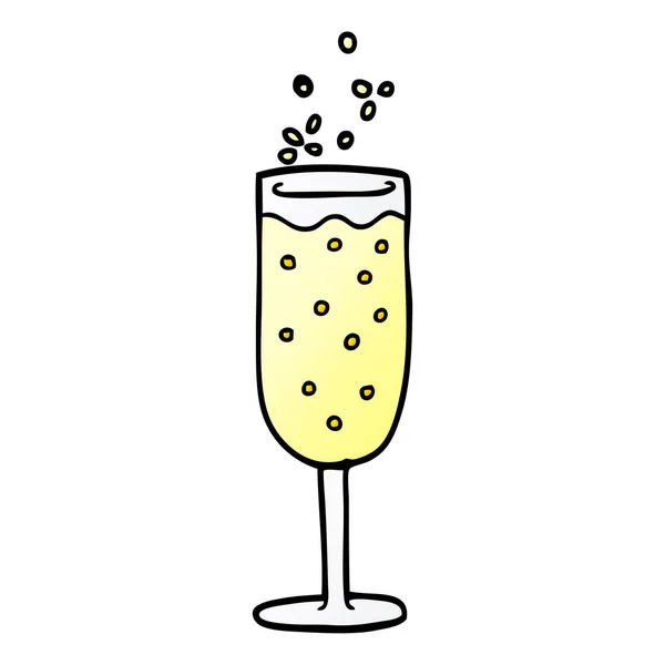 Çizgi Film Doodle Şampanya Flüt — Stok Vektör