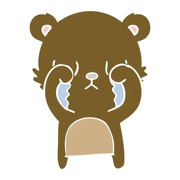 Weinen Flache Farbe Stil Cartoon Bär — Stockvektor