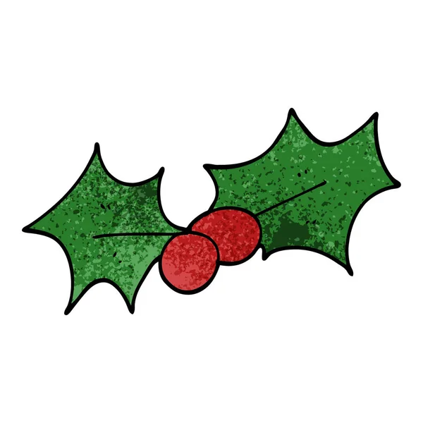 Kreslený Doodle Christmas Holly — Stockový vektor