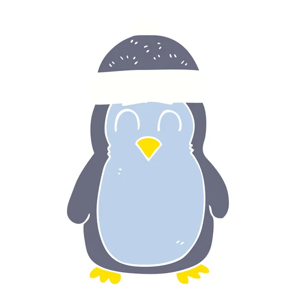 Flat Color Illustration Penguin — Stock Vector