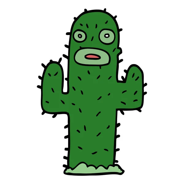 Dibujos Animados Doodle Cactus Icono Plano Aislado Sobre Fondo Blanco — Archivo Imágenes Vectoriales