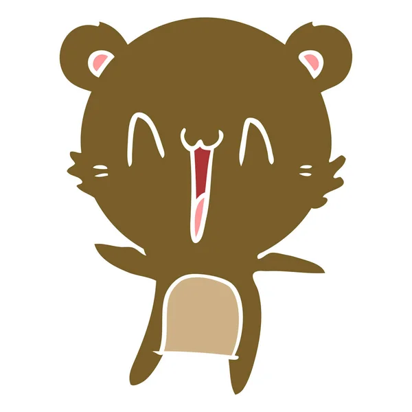 Happy Bear Egale Kleur Stijl Cartoon — Stockvector