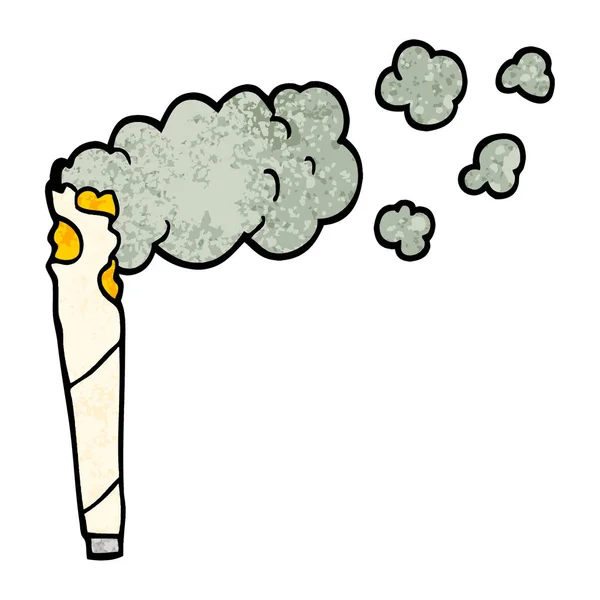 Grunge Texturierte Illustration Karikatur Cannabis Zigarette — Stockvektor