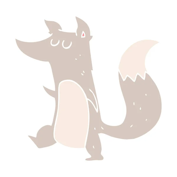 小さな狼のフラット カラー イラスト — ストックベクタ