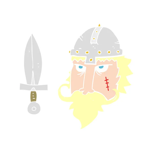 Flat Color Illustration Viking Warrior — Stock Vector
