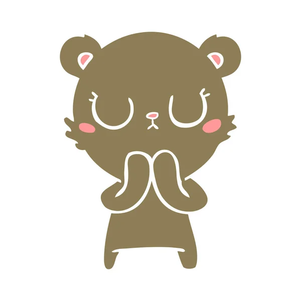 Peaceful Flat Color Style Cartoon Bear Cub — Stock Vector