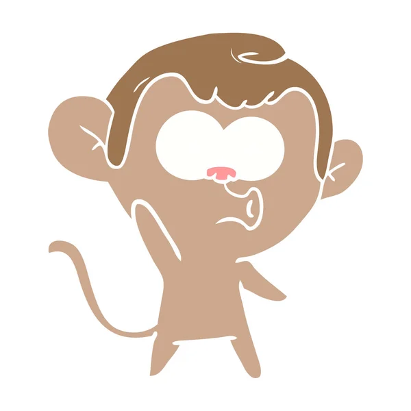 Flat Color Style Cartoon Hooting Monkey — Stock Vector