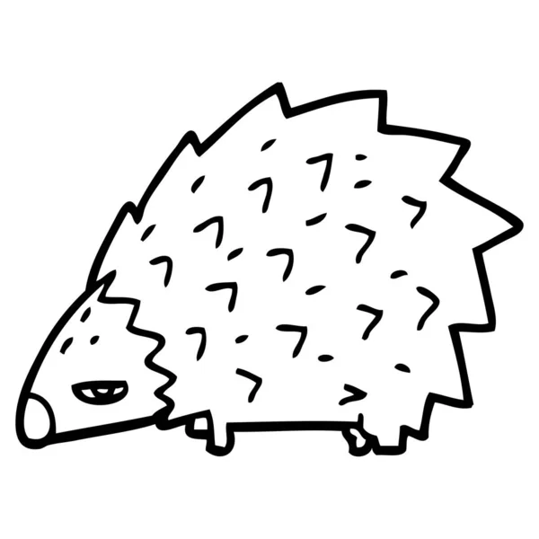 Line Drawing Cartoon Angry Hedgehog — Stock Vector