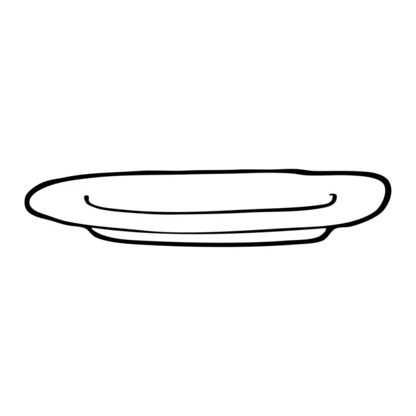 Black White Cartoon Empty Plate — Stock Vector