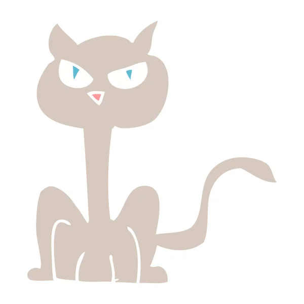 Flat Color Illustration Angry Cat — Stock Vector
