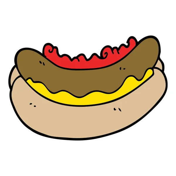 Zeichentrick Doodle Eines Hotdogs — Stockvektor