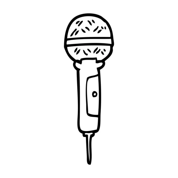Zwart Wit Cartoon Microfoon — Stockvector