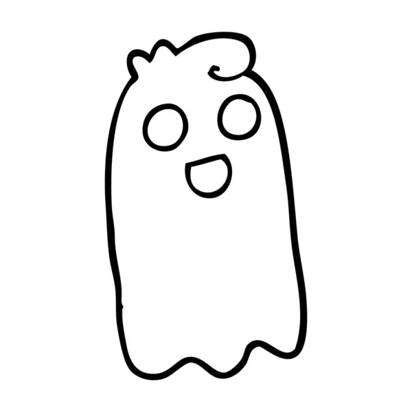 Fantasma Cartoon Preto Branco —  Vetores de Stock