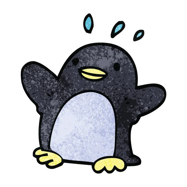Rajzfilm Doodle Karácsonyi Pingvin — Stock Vector