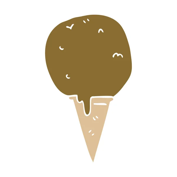 Kreslený Doodle Kužel Zmrzliny — Stockový vektor