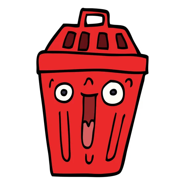 Cartoon Doodle Waste Bin — Stock Vector