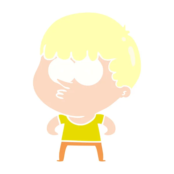 平面颜色风格动画片好奇的男孩 — 图库矢量图片