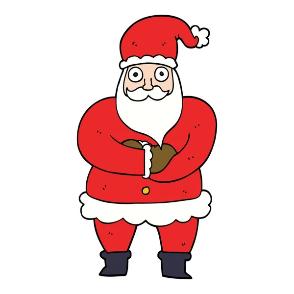 Cartone Animato Doodle Padre Natale — Vettoriale Stock