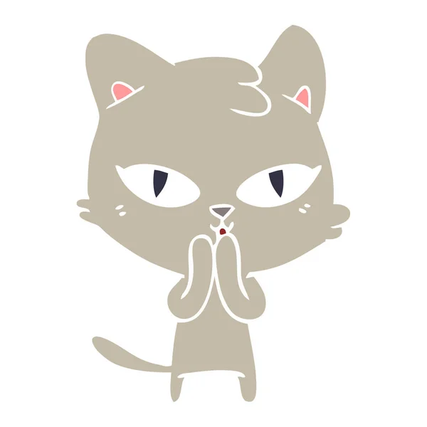 Flache Farbe Stil Cartoon Katze — Stockvektor