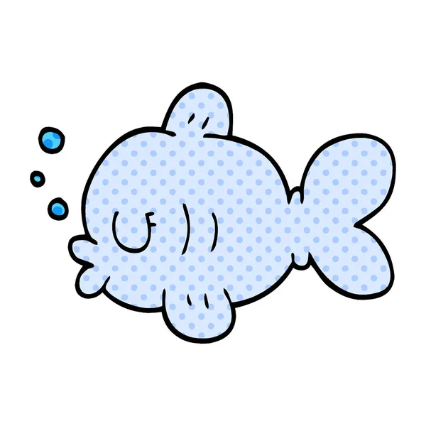 Dessin Animé Doodle Poisson Natation — Image vectorielle