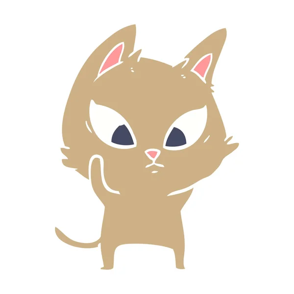 Couleur Plate Confuse Style Dessin Animé Chat — Image vectorielle