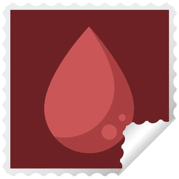 Sangue Goccia Grafica Quadrata Adesivo Timbro — Vettoriale Stock