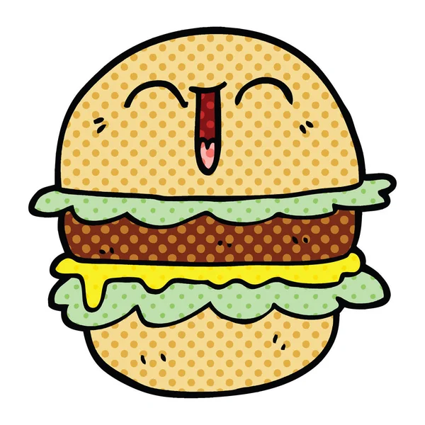 Képregény Stílus Karikatúra Burger — Stock Vector