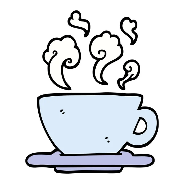 Handgezeichnetes Doodle Cartoon Stil Mit Heißem Kaffee — Stockvektor