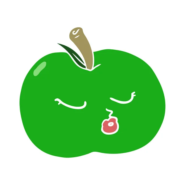 Flache Farbe Stil Cartoon Apfel — Stockvektor