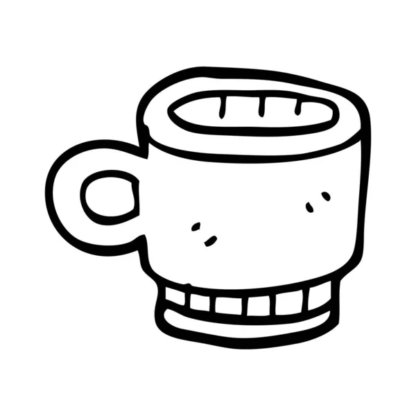 Lijntekening Cartoon Koffie Mok — Stockvector