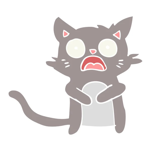 Plat Couleur Style Dessin Animé Horrifié Chat — Image vectorielle