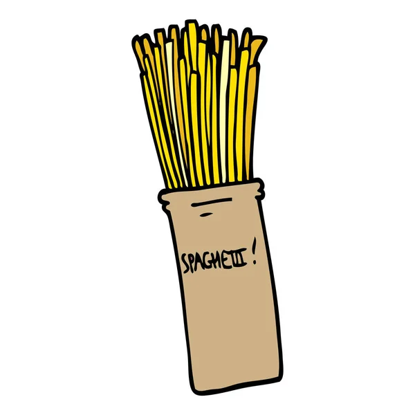 Toples Doodle Kartun Spaghetti - Stok Vektor