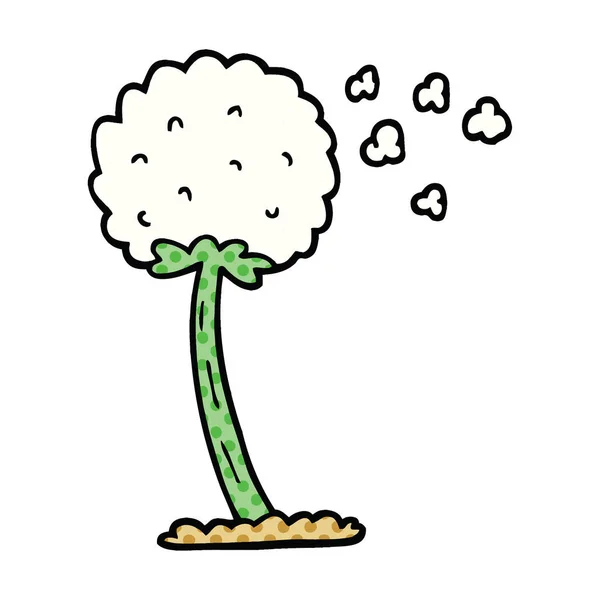 Comic Book Style Cartoon Dandelion Blowing Wind — Stock Vector