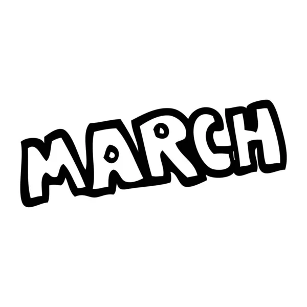 Rysowanie Linii Kreskówka Miesiąca Marca — Wektor stockowy