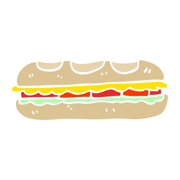 Egale Kleur Illustratie Cartoon Smakelijke Sandwich — Stockvector