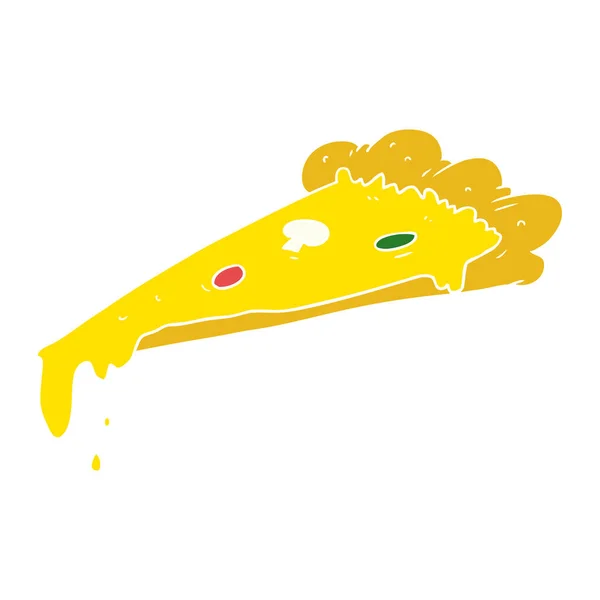 Egale Kleur Stijl Cartoon Plak Van Pizza — Stockvector
