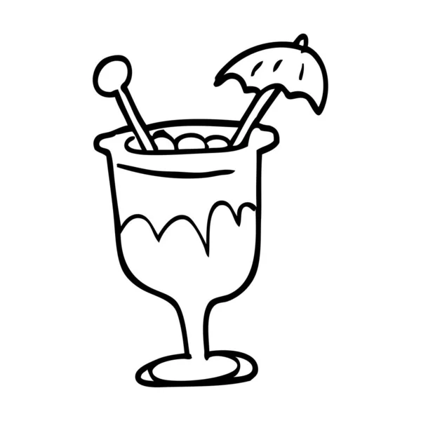 Lijntekening Cartoon Cocktail — Stockvector