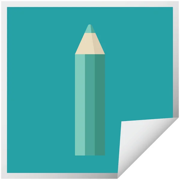Green Coloring Pencil Graphic Vector Illustration Square Sticker — Stock Vector