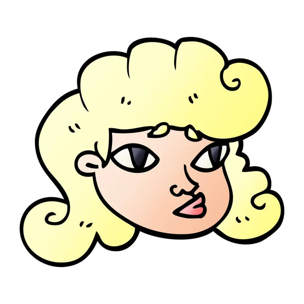 Cartoon Doodle Blonde Meisjes Gezicht — Stockvector